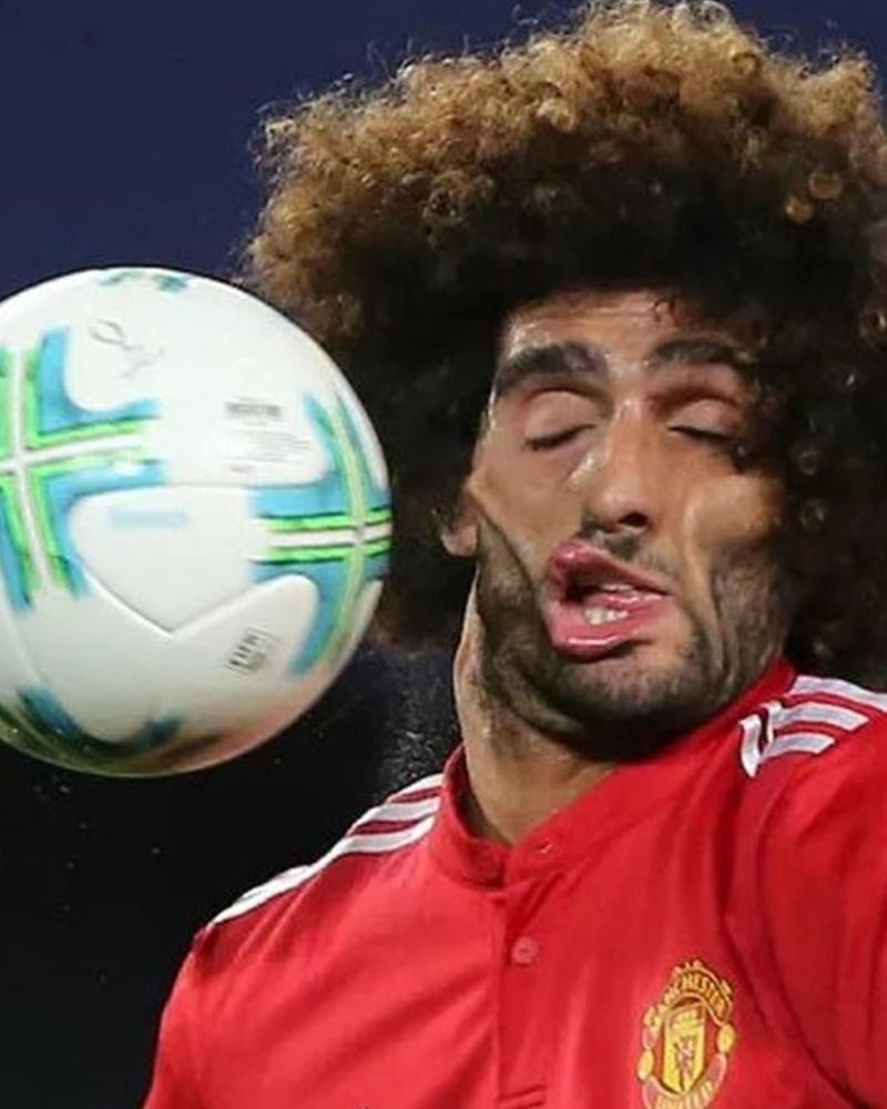 Marouane Fellaini didn&rsquo;t look so tough when his face was bent out of shape